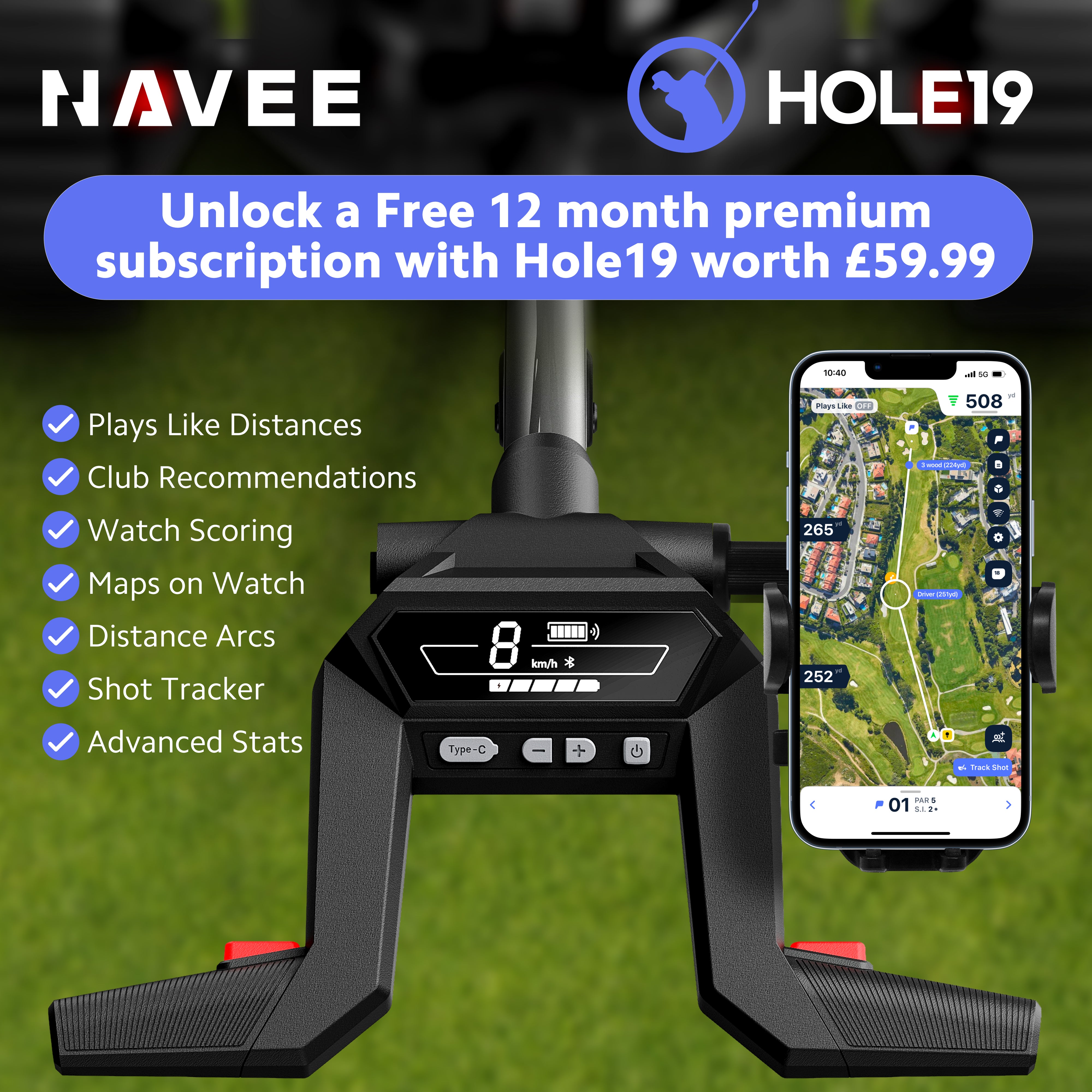 Navee Birdie3 Electric Remote Trolley - Black